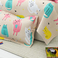 Little Joy Single Bedsheet with 1 Pillow Cover 130 GSM Micropeach Fun Kitty Beige