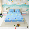 Little Joy Queen Fitted Sheet with 2 Pillow Covers 130 GSM Micropeach Happy Space Blue