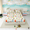 Little Joy Queen Fitted Sheet with 2 Pillow Covers 130 GSM Micropeach Cute Puppies White