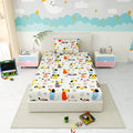 Little Joy Singe Fitted Sheet with 1 Pillow Cover 130 GSM Micropeach Cute Puppies White
