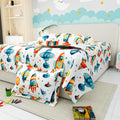 Little Joy Queen Bedsheet with 2 Pillow Covers 130 GSM Micropeach Space Craft White