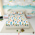 Little Joy Queen Fitted Sheet with 2 Pillow Covers 130 GSM Micropeach Space Craft White