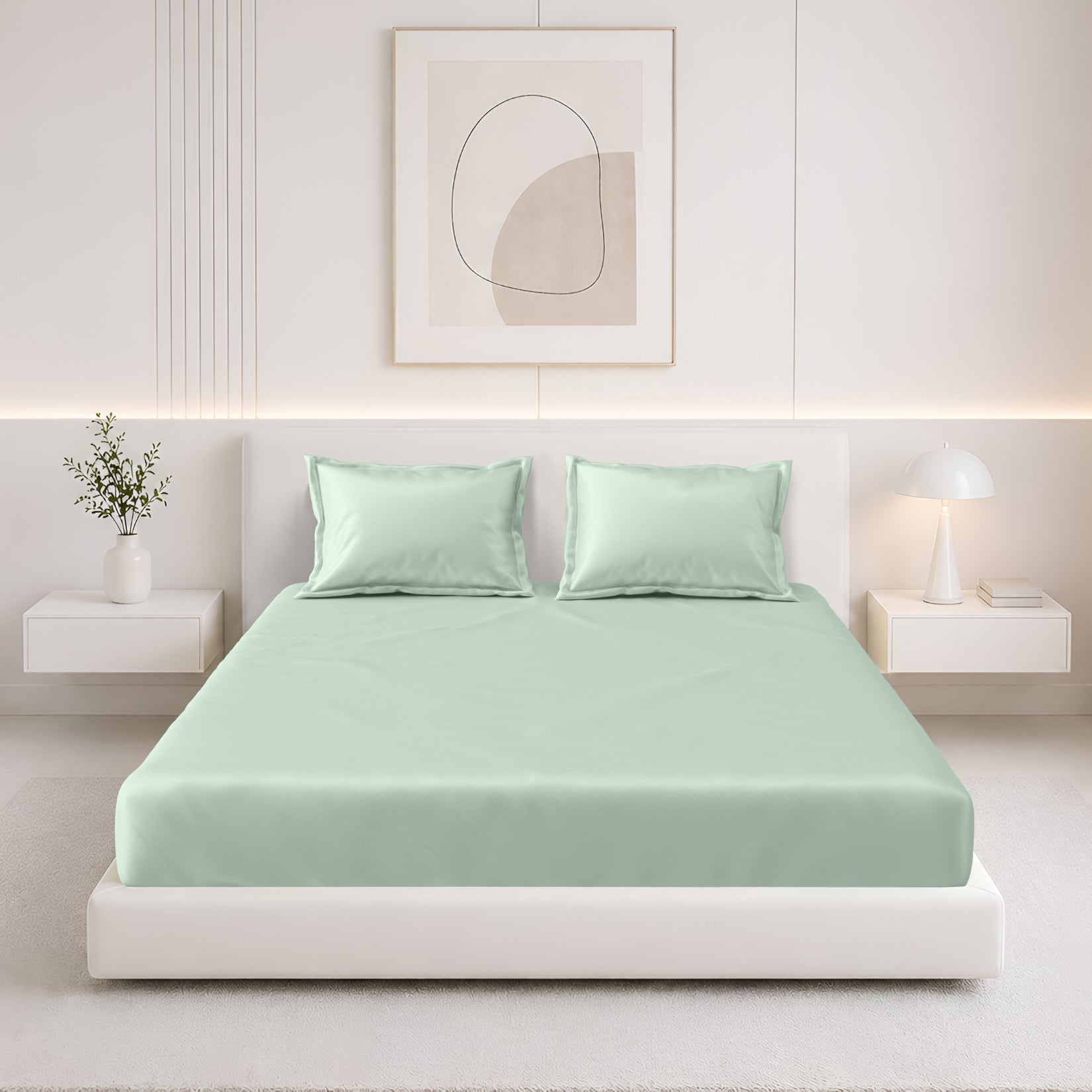Tulip King XL Bedsheet with 2 Pillow Covers 125 GSM Micropeach Super Sateen Sky Blue