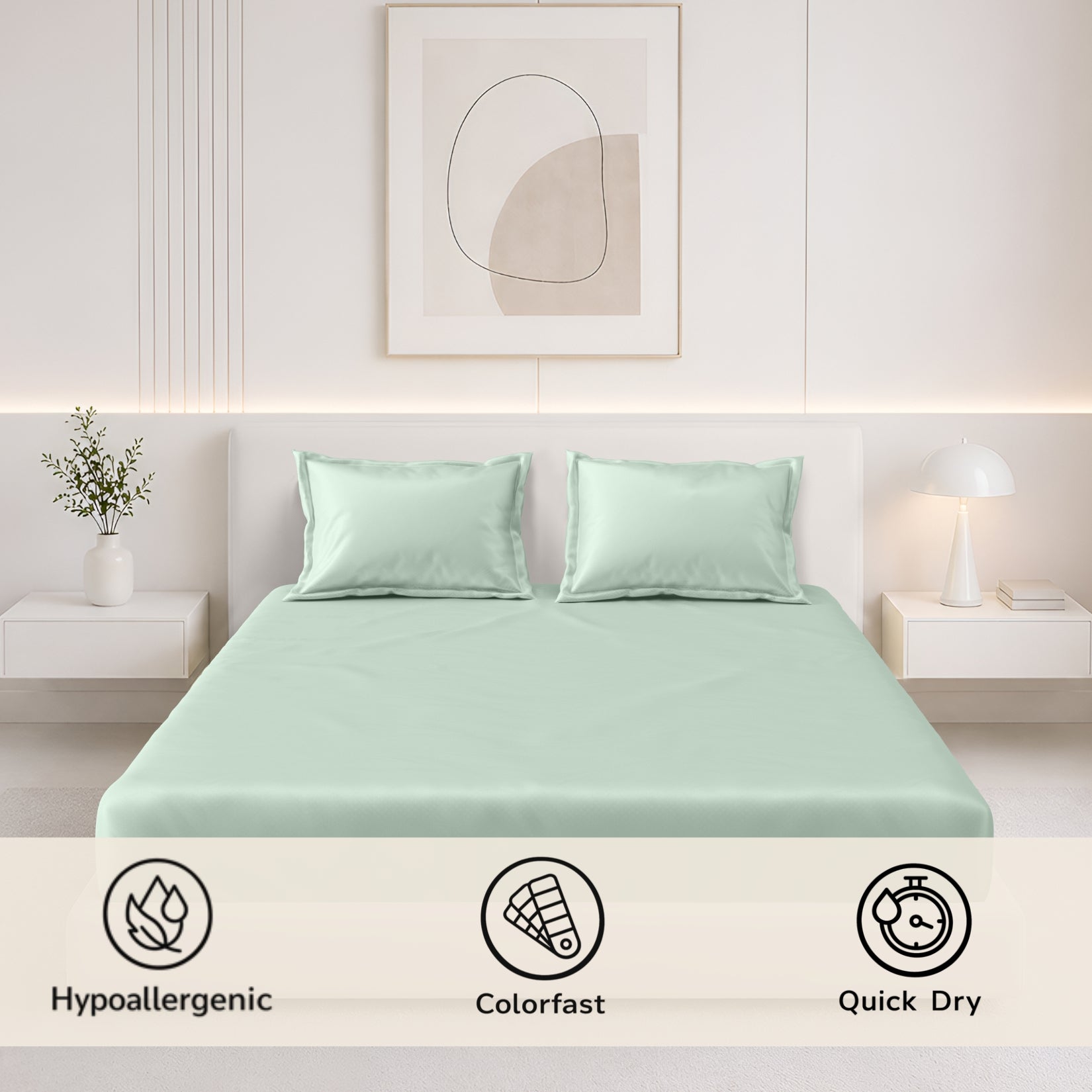 Tulip King XL Bedsheet with 2 Pillow Covers 125 GSM Micropeach Super Sateen Sky Blue