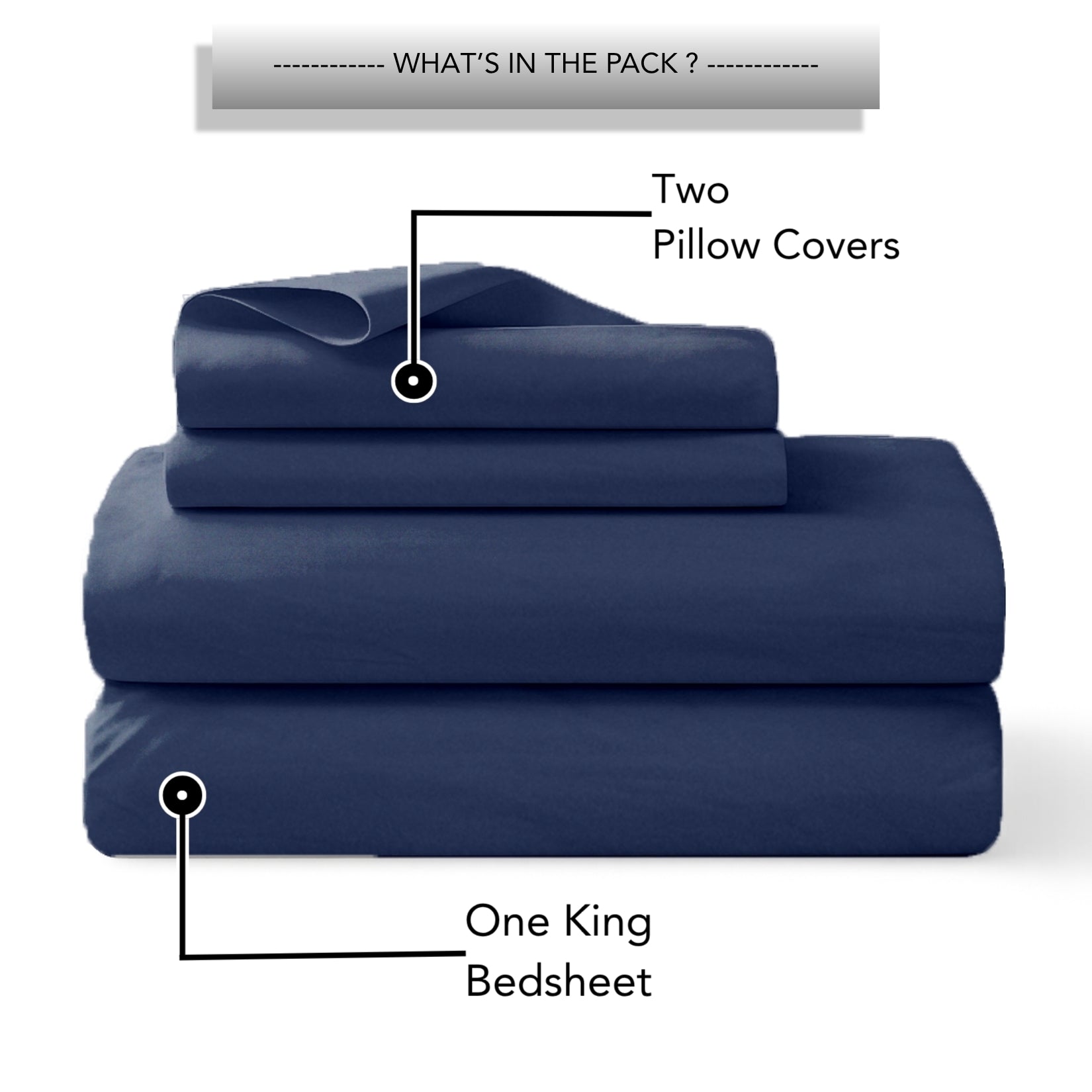Tulip King XL Bedsheet with 2 Pillow Covers 125 GSM Micropeach Super Sateen Navy