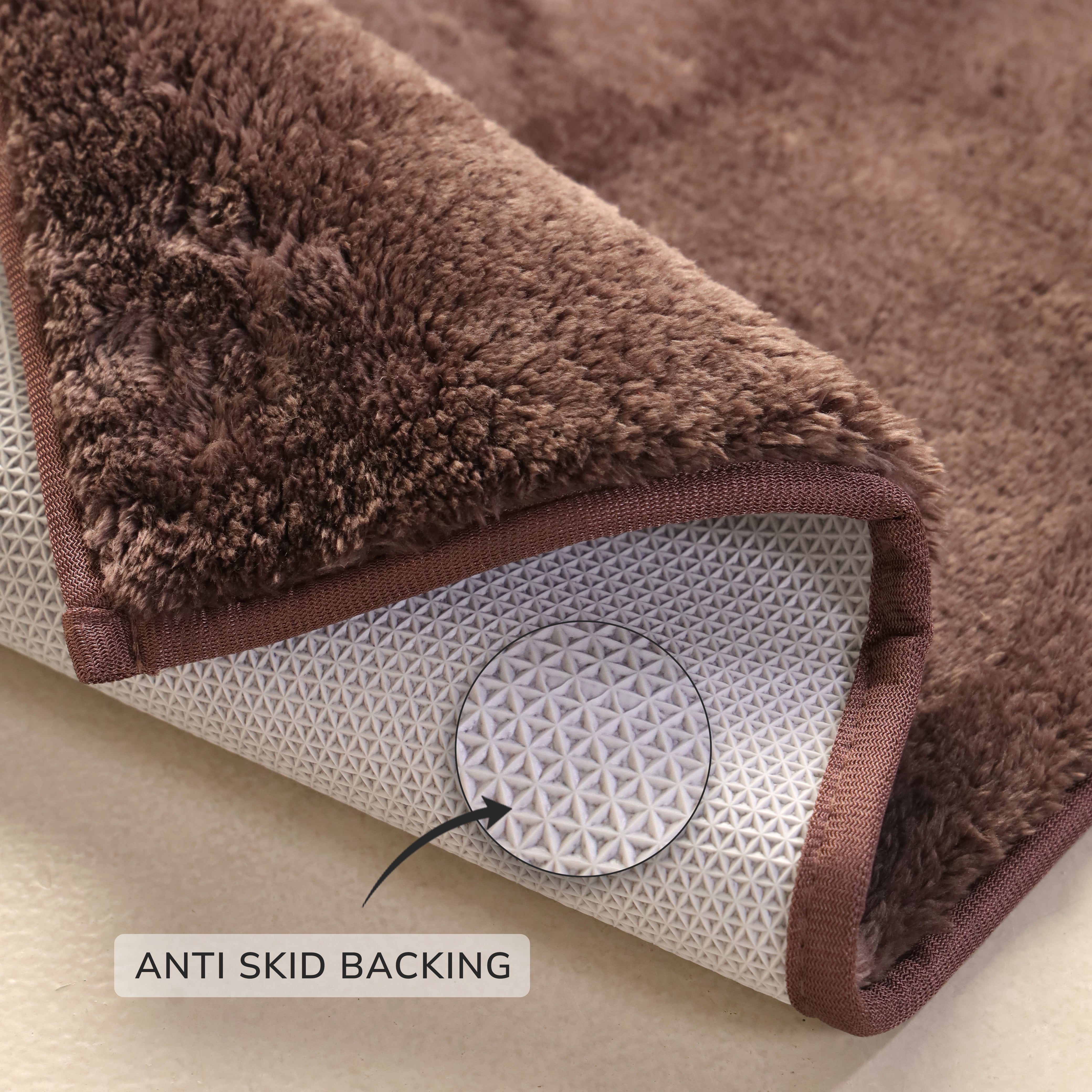Rose Large Size Bath Mat Rabit Fur With TPR Backing Solid Mouse