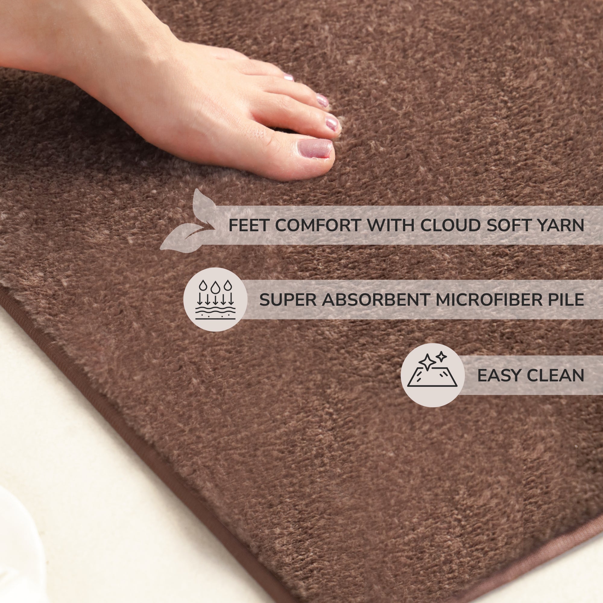 Rose Large Size Bath Mat Rabit Fur With TPR Backing Solid Mouse