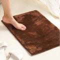 Rose Large Size Bath Mat Rabit Fur With TPR Backing Solid Coffee