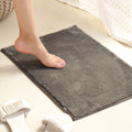 Rose Large Size Bath Mat Rabit Fur With TPR Backing Solid Grey