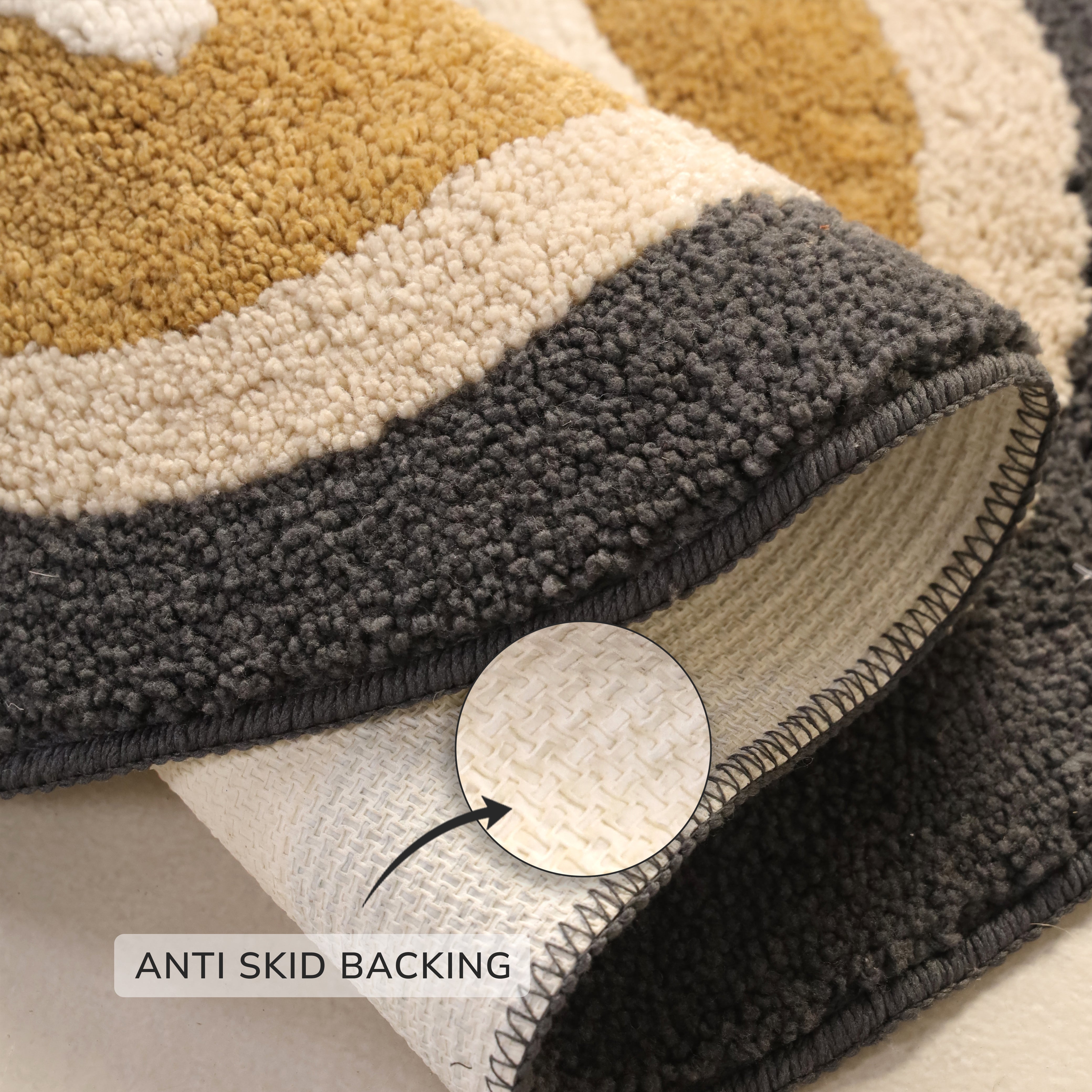 Lily Xtra Large Size Bath Mat Micro with Latex Backing Oval Bath Gold