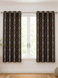 Daisy Window Curtains (Set of 2) 60% Light Filtering Poly Knitted 200 GSM Damask Brown