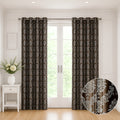 Daisy Door Curtains (Set of 2) 60% Light Filtering Poly Knitted 200 GSM Damask Brown