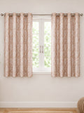 Daisy Window Curtains (Set of 2) 60% Light Filtering Poly Knitted 200 GSM Damask Rose Gold
