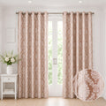 Daisy Door XL Curtains (Set of 2) 60% Light Filtering Poly Knitted 200 GSM Damask Rose Gold