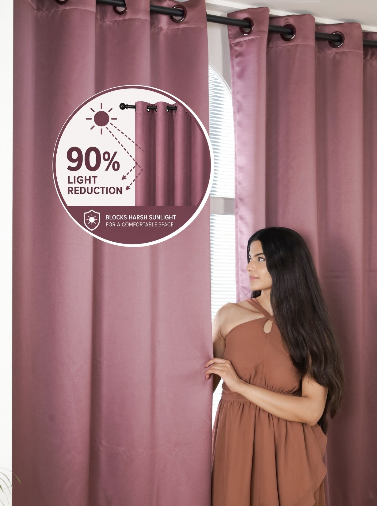 Rose Door Curtains (Set of 2) 90% Blackout 280 GSM Solid Falsa