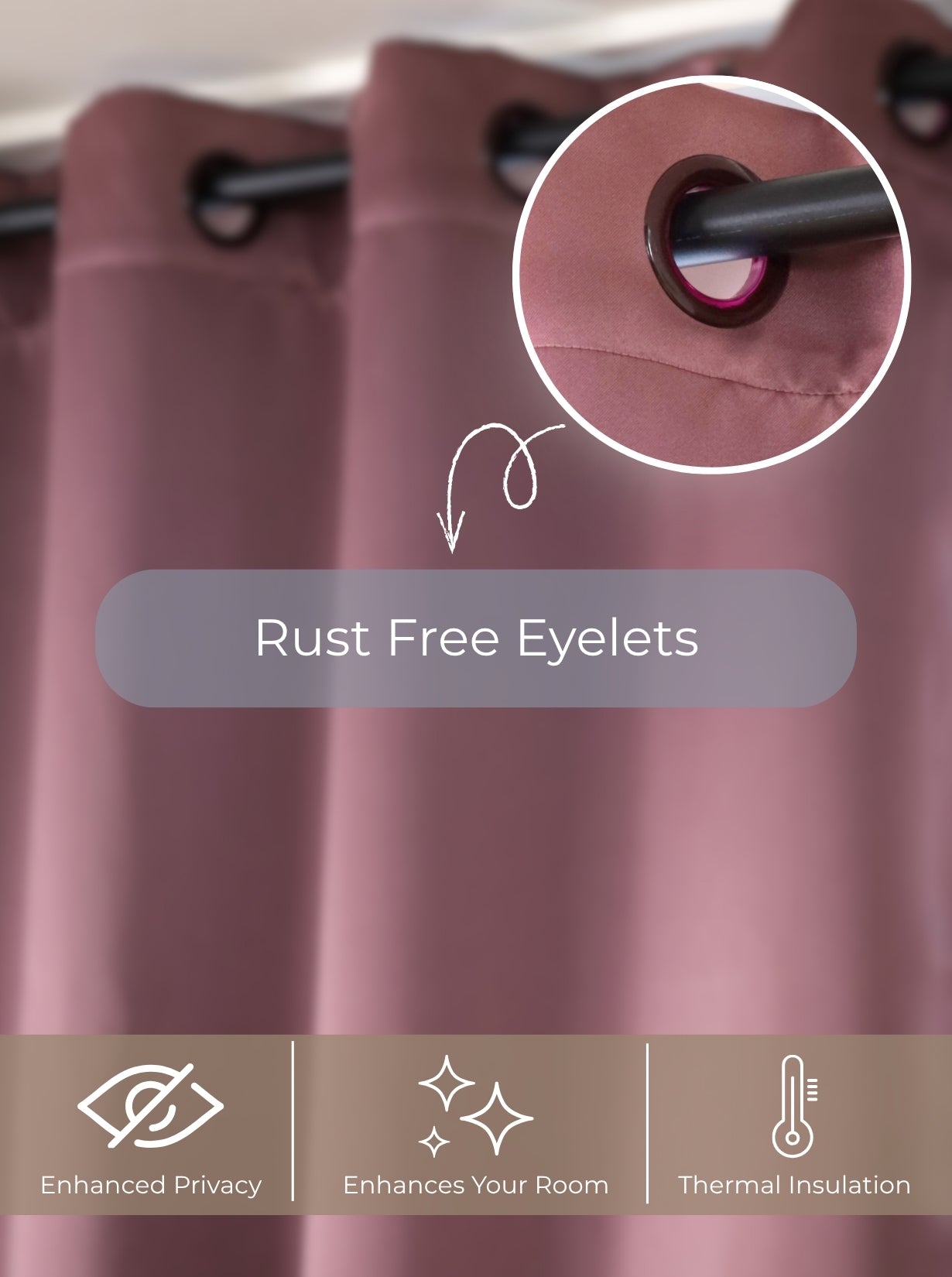 Rose Door XL Curtains (Set of 2) 90% Blackout 280 GSM Solid Falsa
