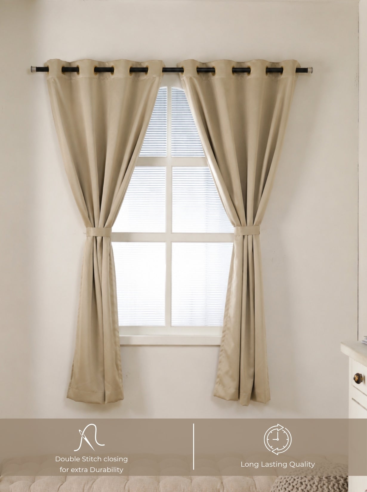 Rose Window Curtains (Set of 2) 90% Blackout 280 GSM Solid Gold