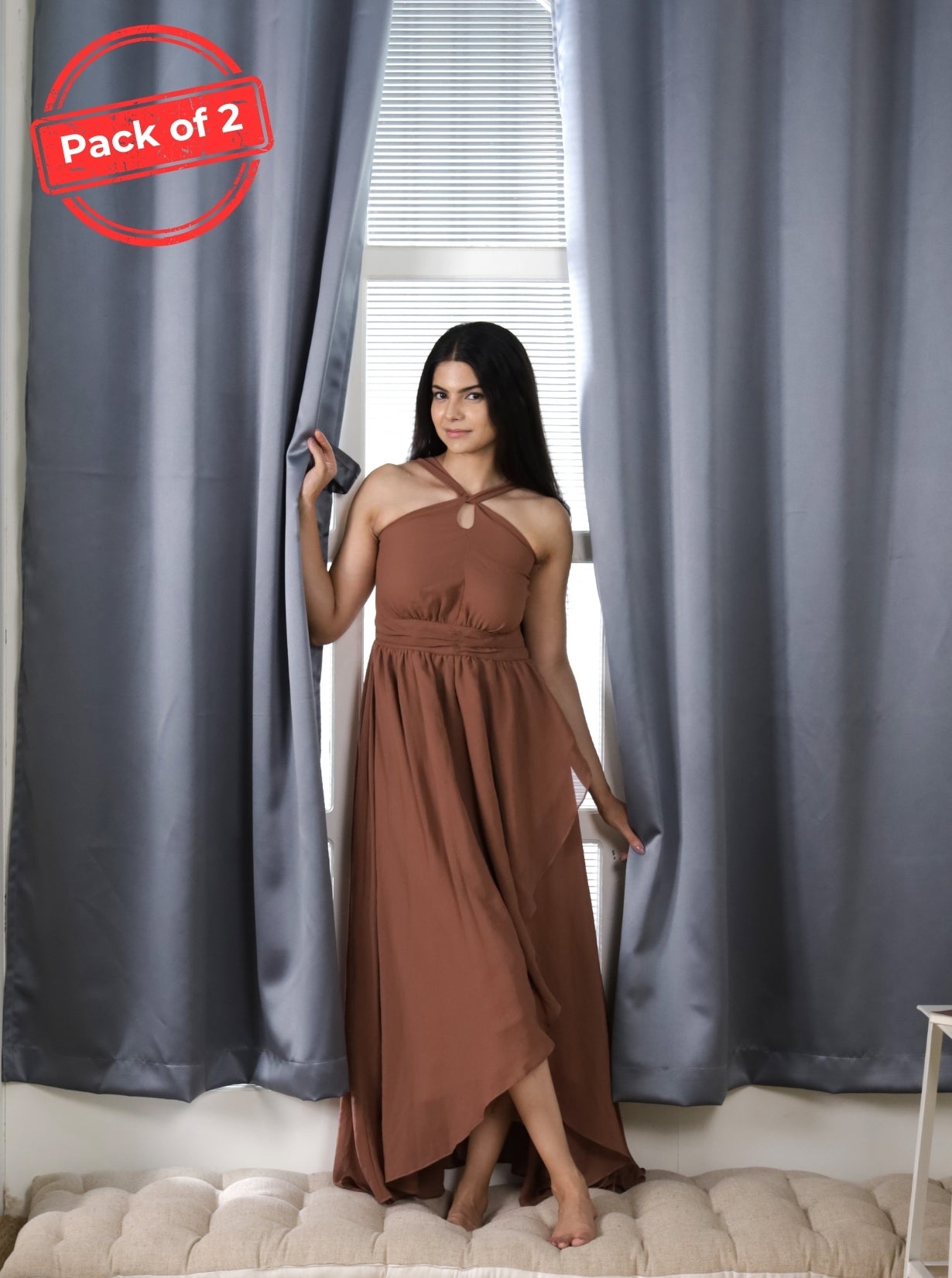 Rose Door XL Curtains (Set of 2) 90% Blackout 280 GSM Solid Grey
