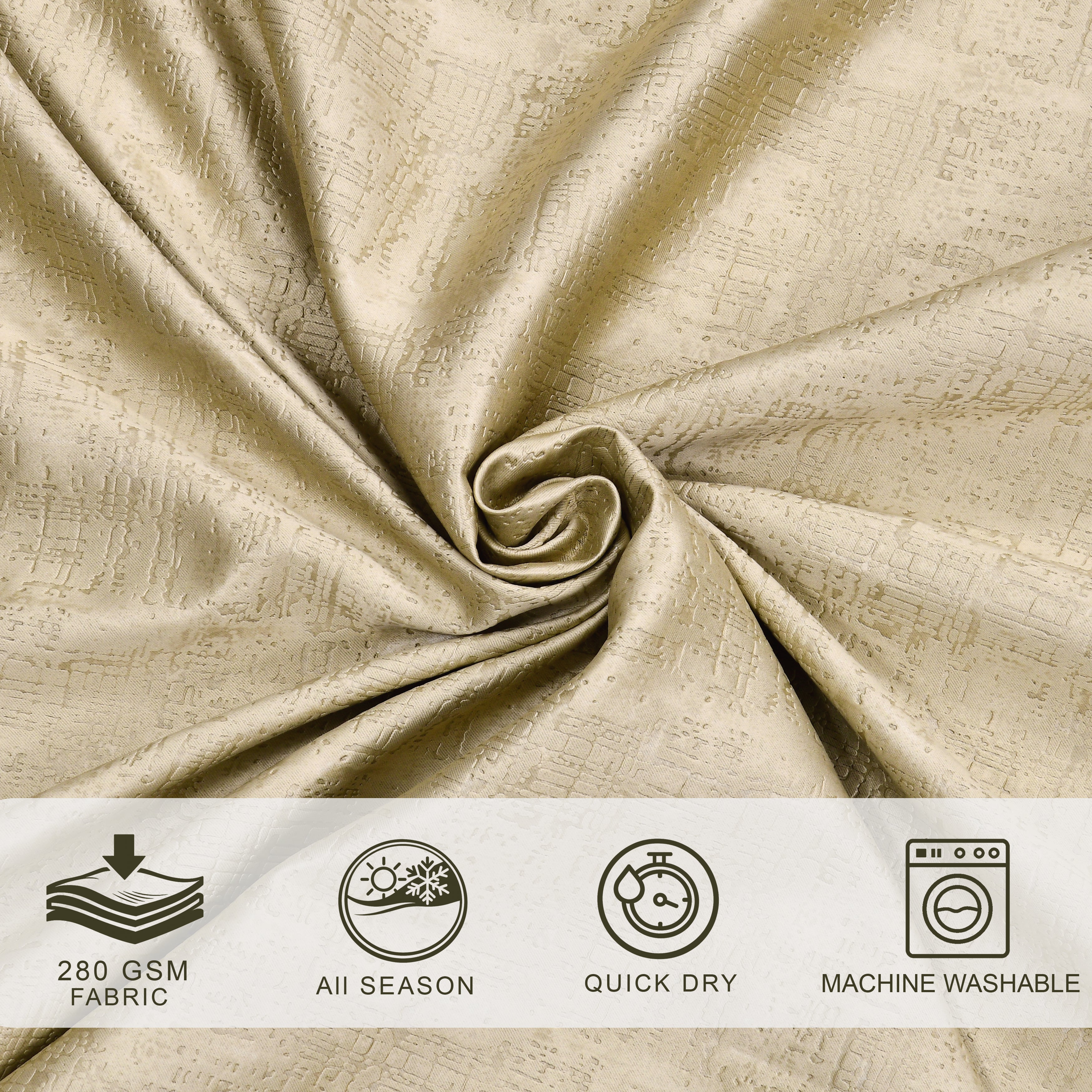 Lily Door XL Curtains (Set of 2) 90% Blackout 280 GSM Embossed Textured Gold