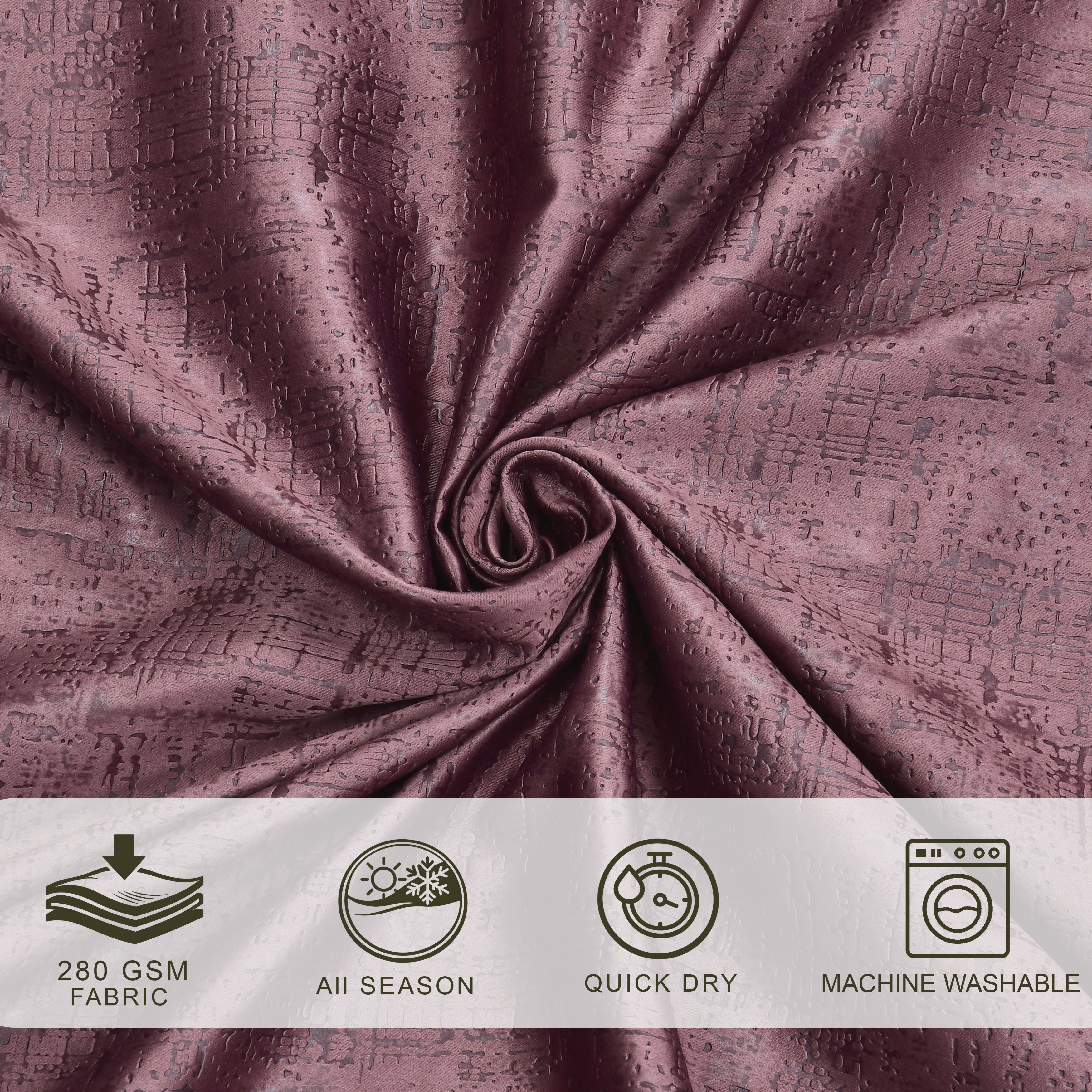 Lily Door Curtains (Set of 2) 90% Blackout 280 GSM Embossed Textured Falsa