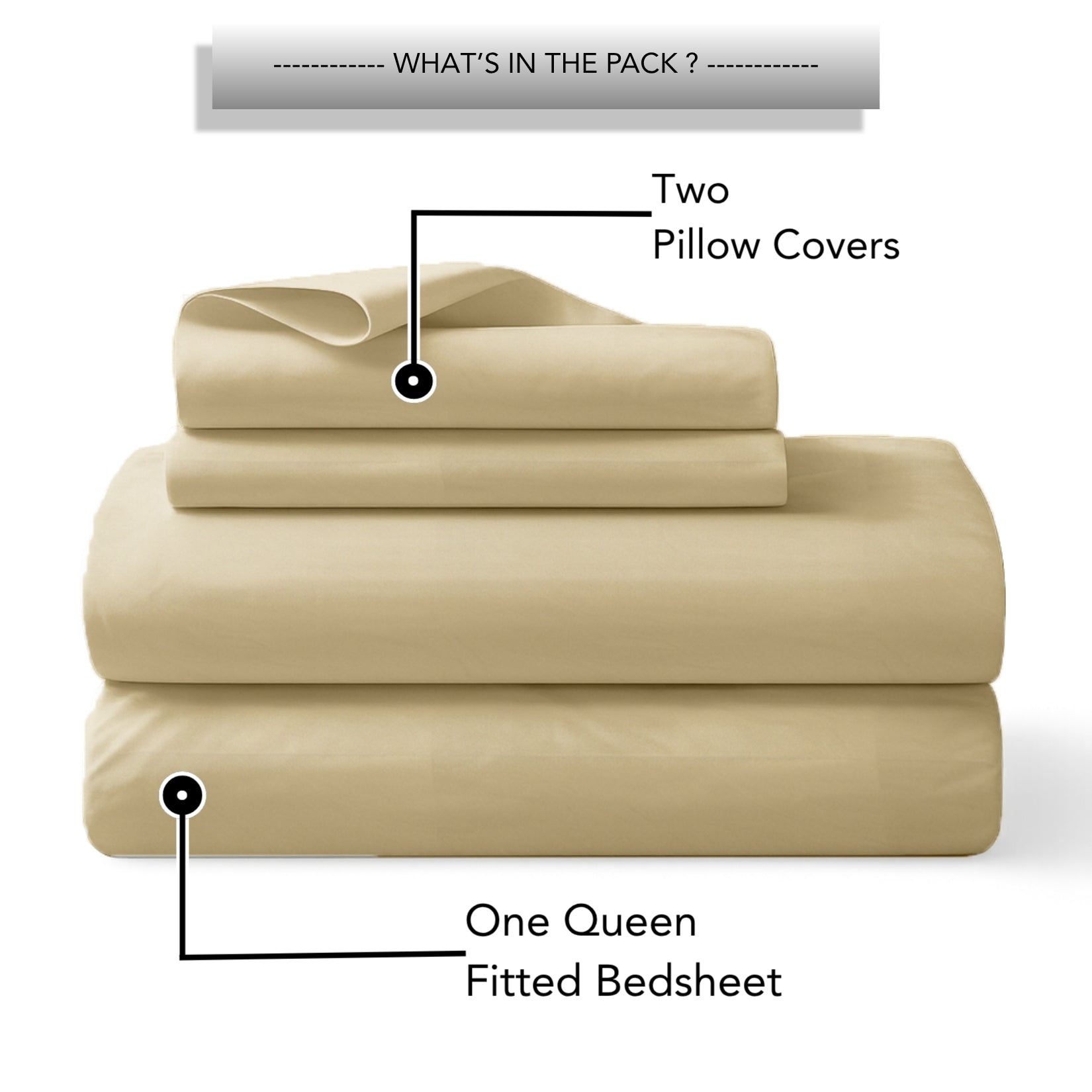 Tulip Queen Fitted Sheet with 2 Pillow Covers 125 GSM Micropeach Super Sateen Gold