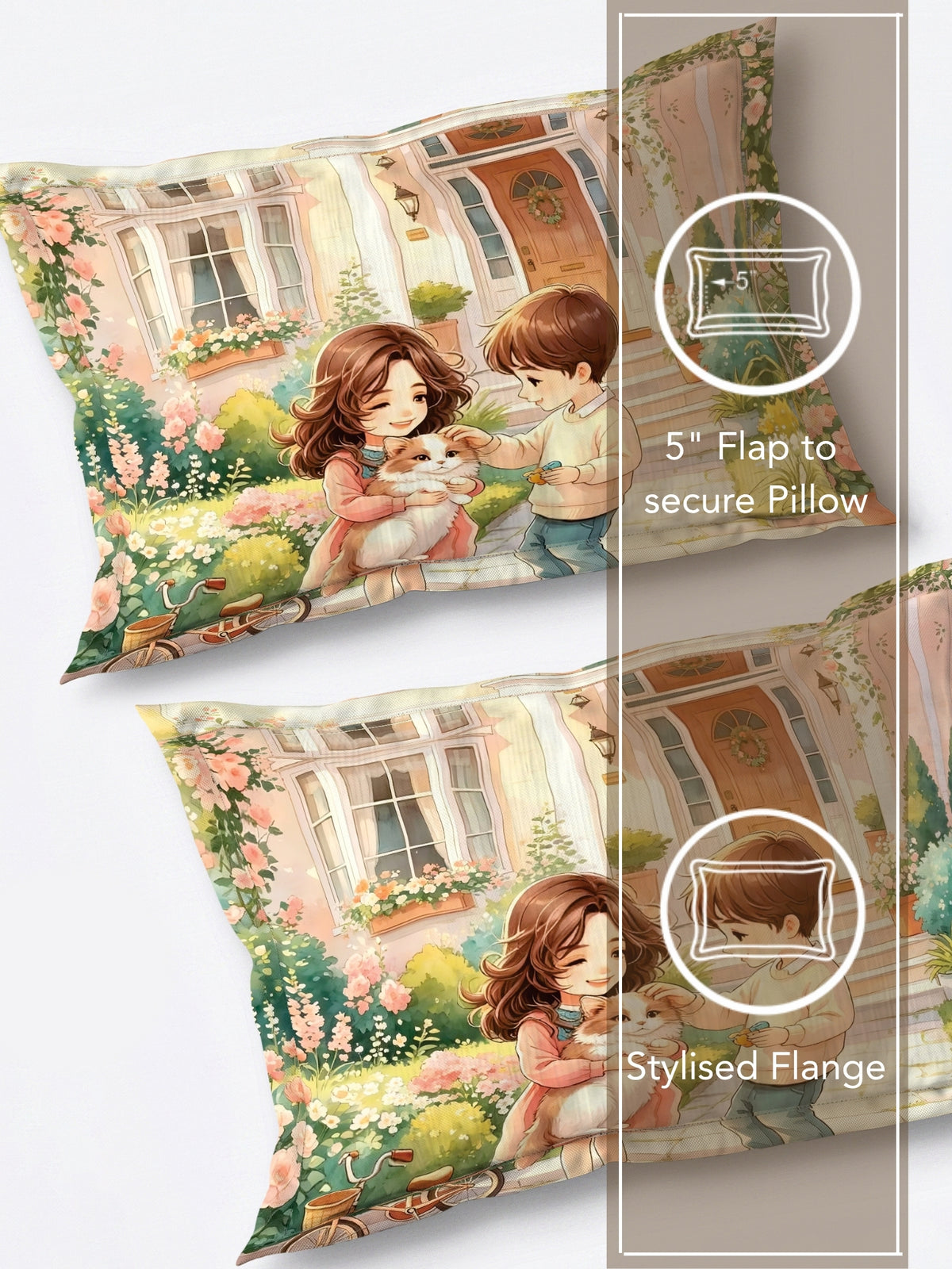 Homeful Style Canvas Stories Pictorial Printed 160 TC Bedsheet with 2 Pillow Covers
