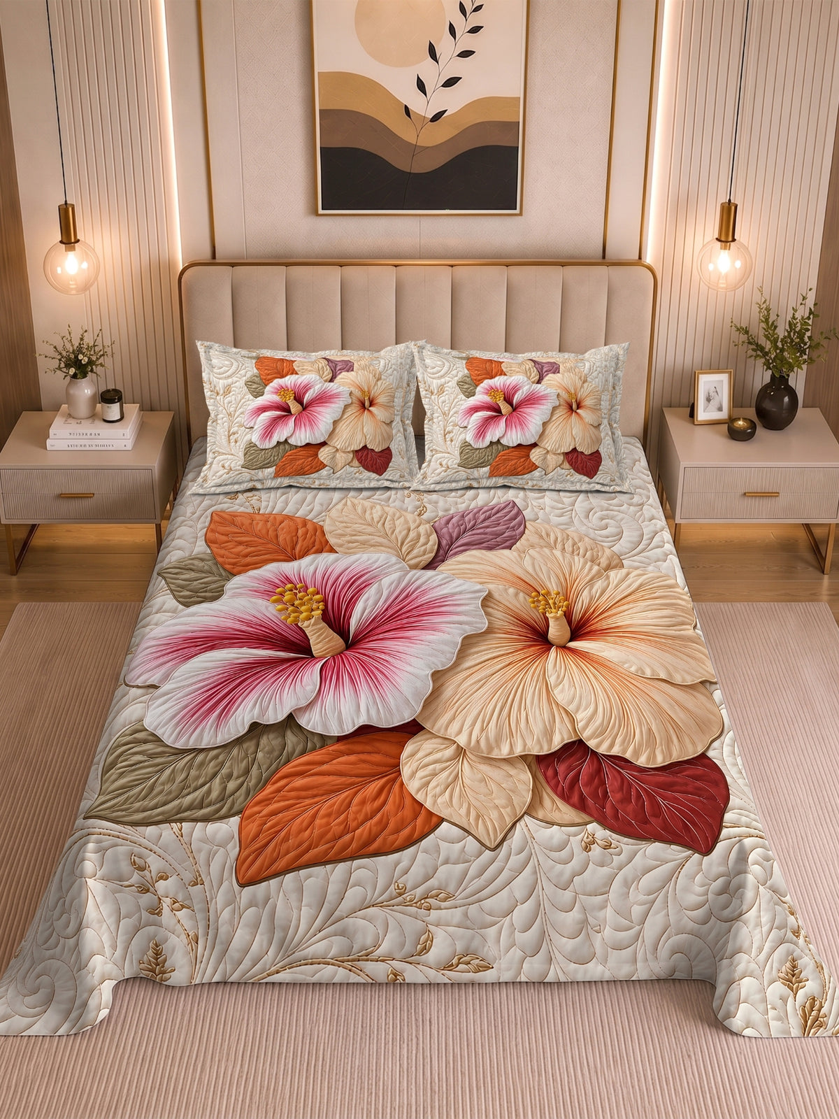 Homeful Style Living Canvas Floral Print 160 TC Bedsheet with 2 Pillow Covers