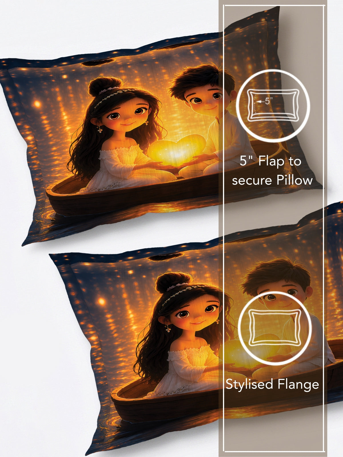 Homeful Style Canvas Stories Pictorial Printed 160 TC Bedsheet with 2 Pillow Covers