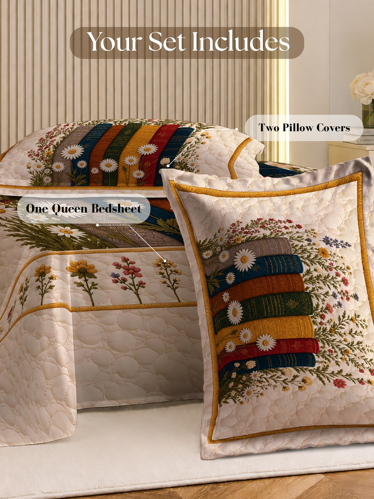 Homeful Style Living Canvas Geometric Print 160 TC Bedsheet with 2 Pillow Covers