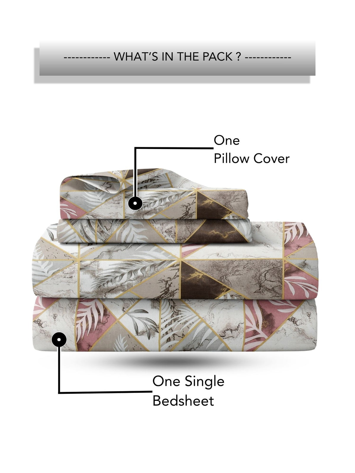 Daisy 130 GSM Microfiber Geometric Queen Size Bedsheet with 2 Pillow Covers – Brown