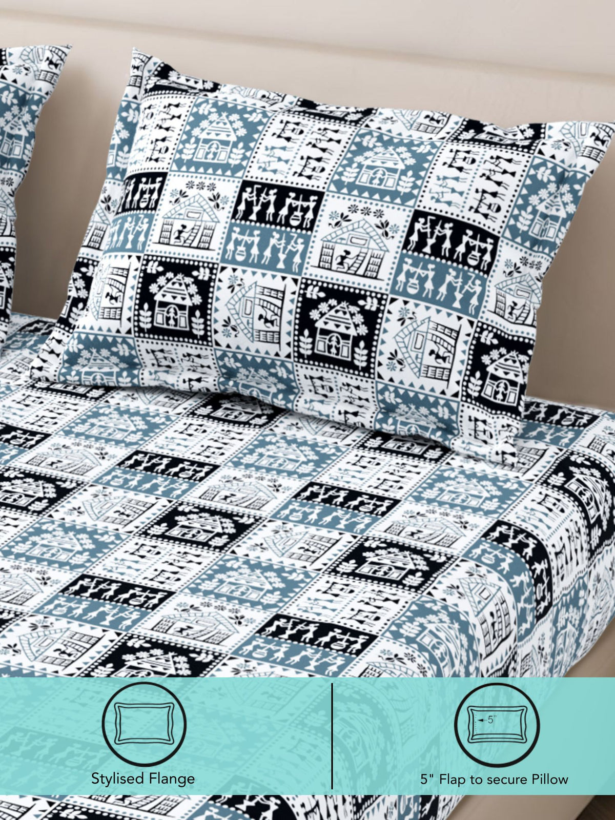 Lok Story 130 GSM Microfiber Ornamental Bedsheet with 2 Pillow Covers