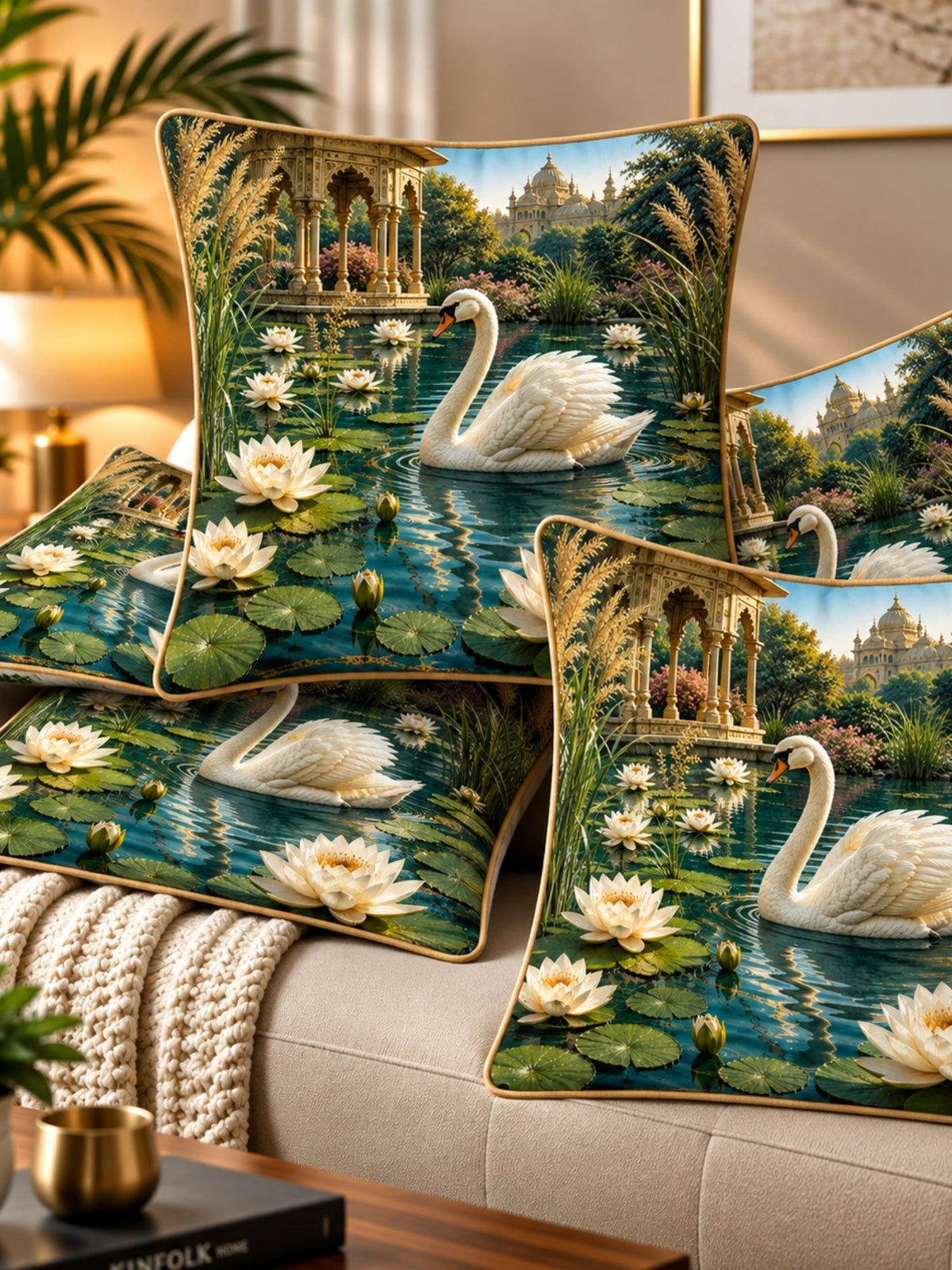 Botanical Garden Micropeach Pack of 5 Cushion Covers (40 x 40 cm )