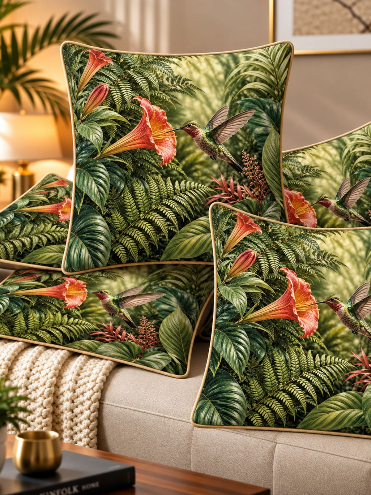 Botanical Garden Micropeach Pack of 5 Cushion Covers (40 x 40 cm )