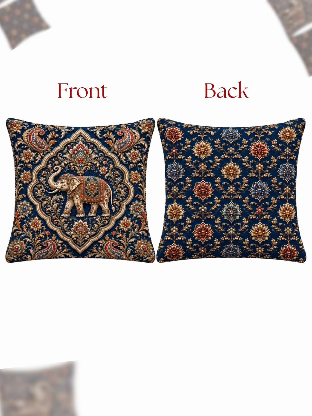 Bejeweled Micropeach Pack of 5 Cushion Covers (40 x 40 cm) - Navy