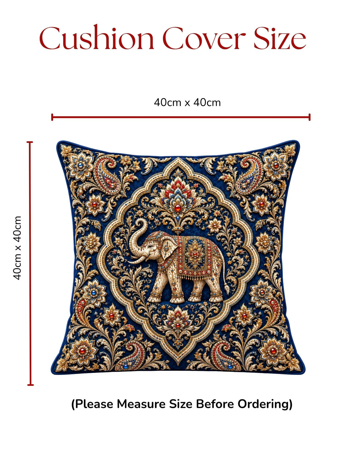 Bejeweled Micropeach Pack of 5 Cushion Covers (40 x 40 cm) - Navy