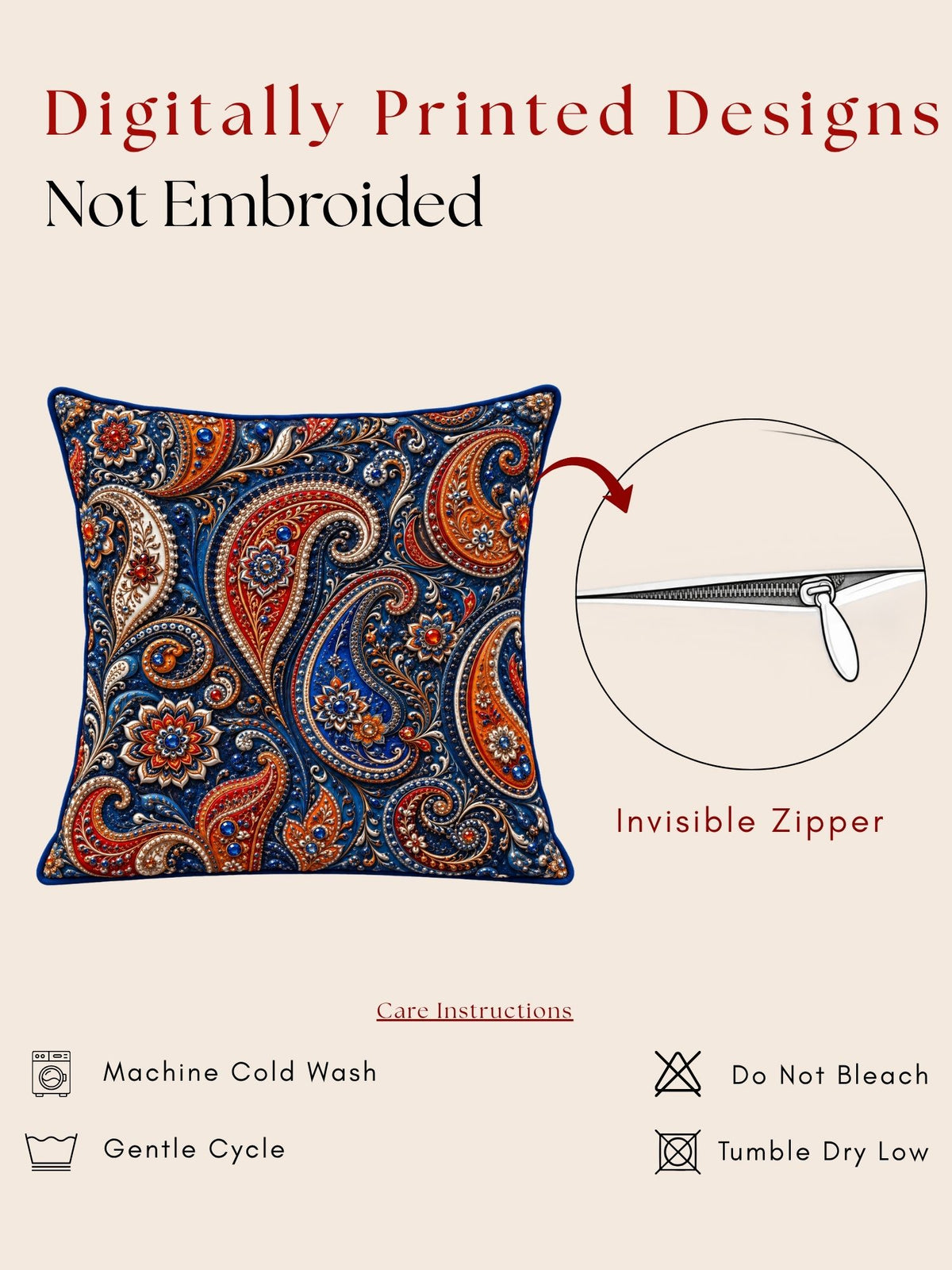 Bejeweled Micropeach Pack of 5 Cushion Covers (40 x 40 cm) - Navy