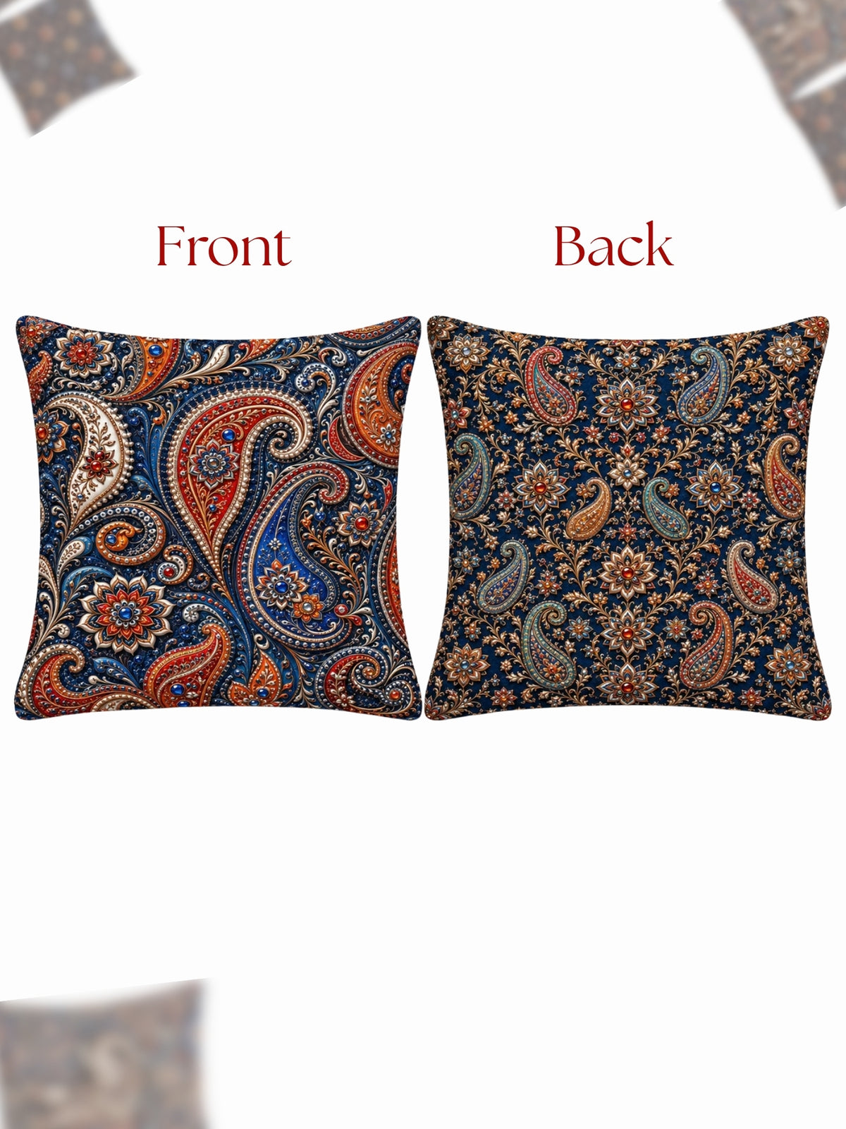 Bejeweled Micropeach Pack of 5 Cushion Covers (40 x 40 cm) - Navy