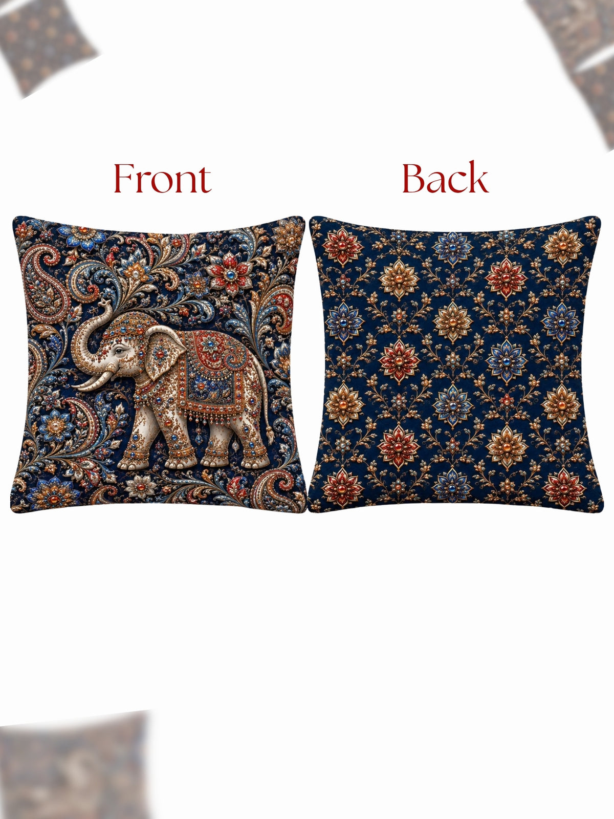 Bejeweled Micropeach Pack of 5 Cushion Covers (40 x 40 cm) - Navy