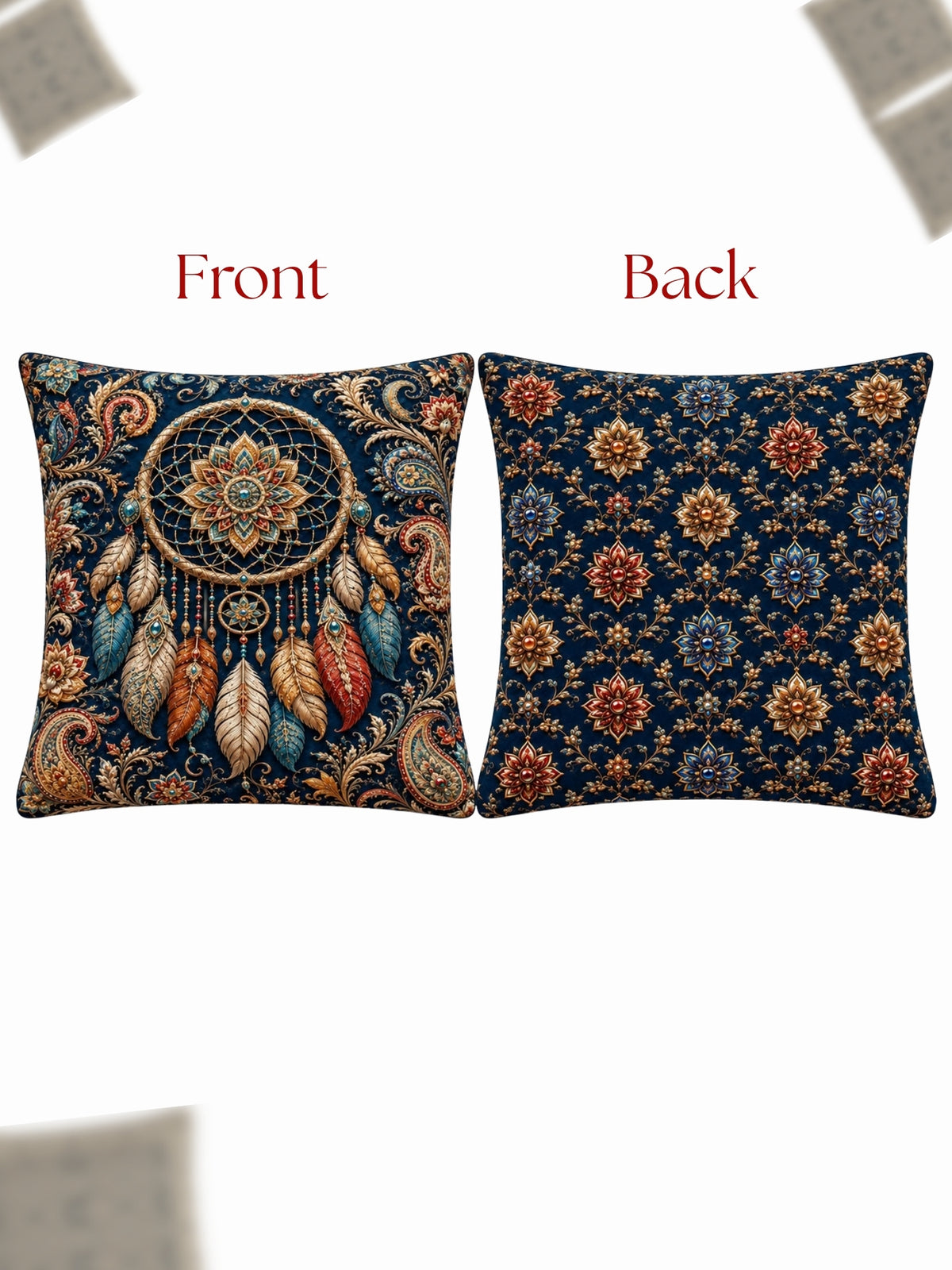 Bejeweled Micropeach Pack of 5 Cushion Covers (40 x 40 cm) - Navy