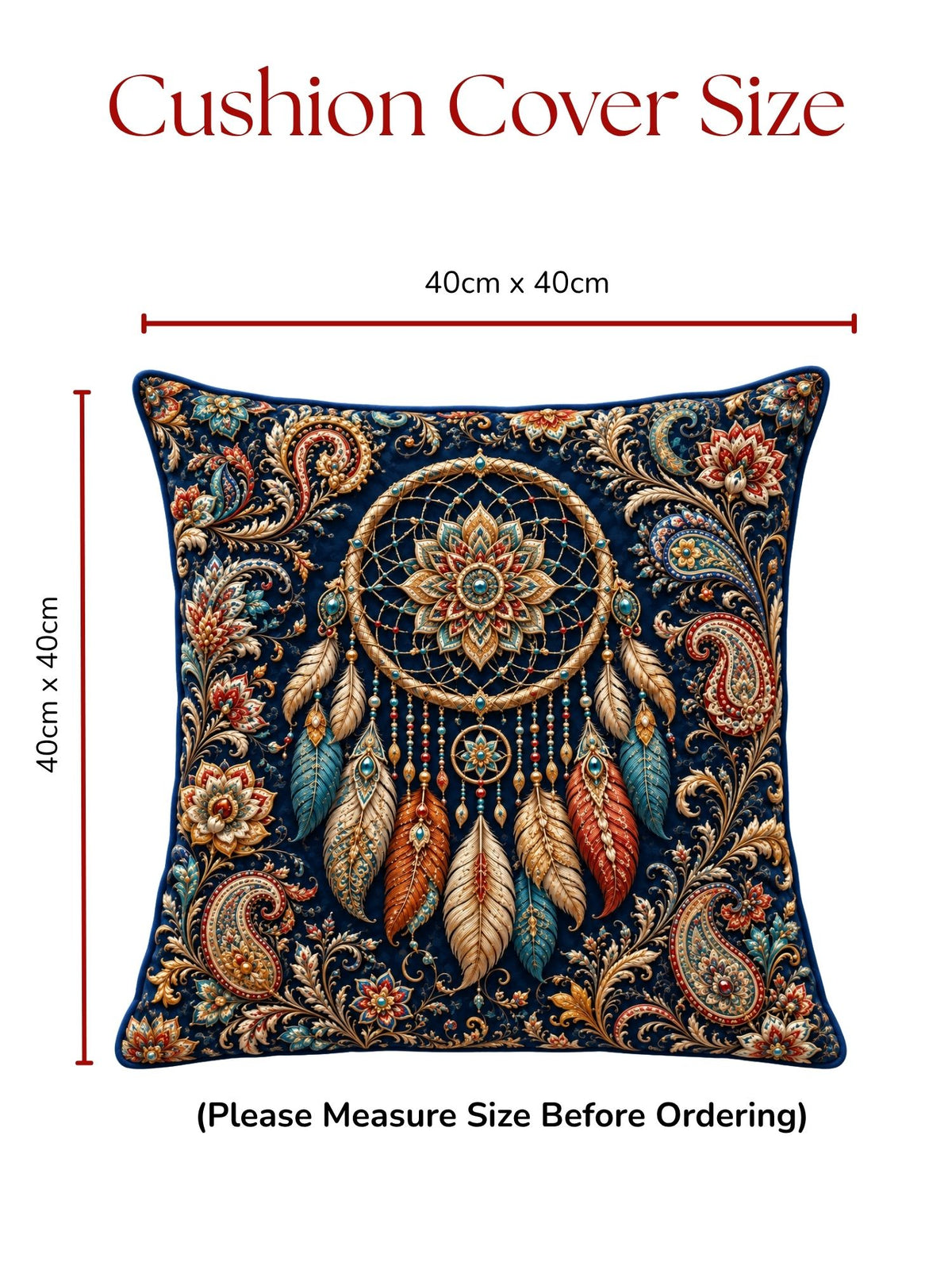 Bejeweled Micropeach Pack of 5 Cushion Covers (40 x 40 cm) - Navy