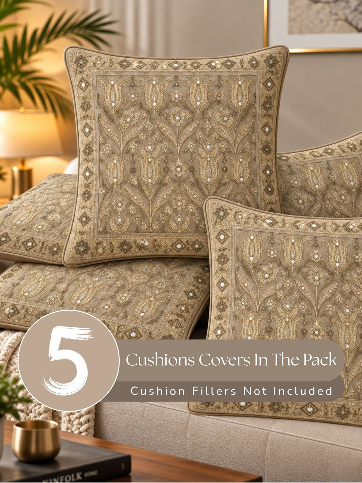 Mirror Tales Micropeach Pack of 5 Cushion Covers (40 x 40 cm )