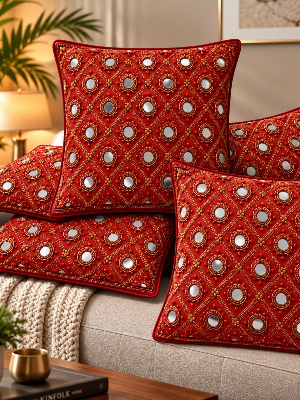 Mirror Tales Micropeach Pack of 5 Cushion Covers (40 x 40 cm )