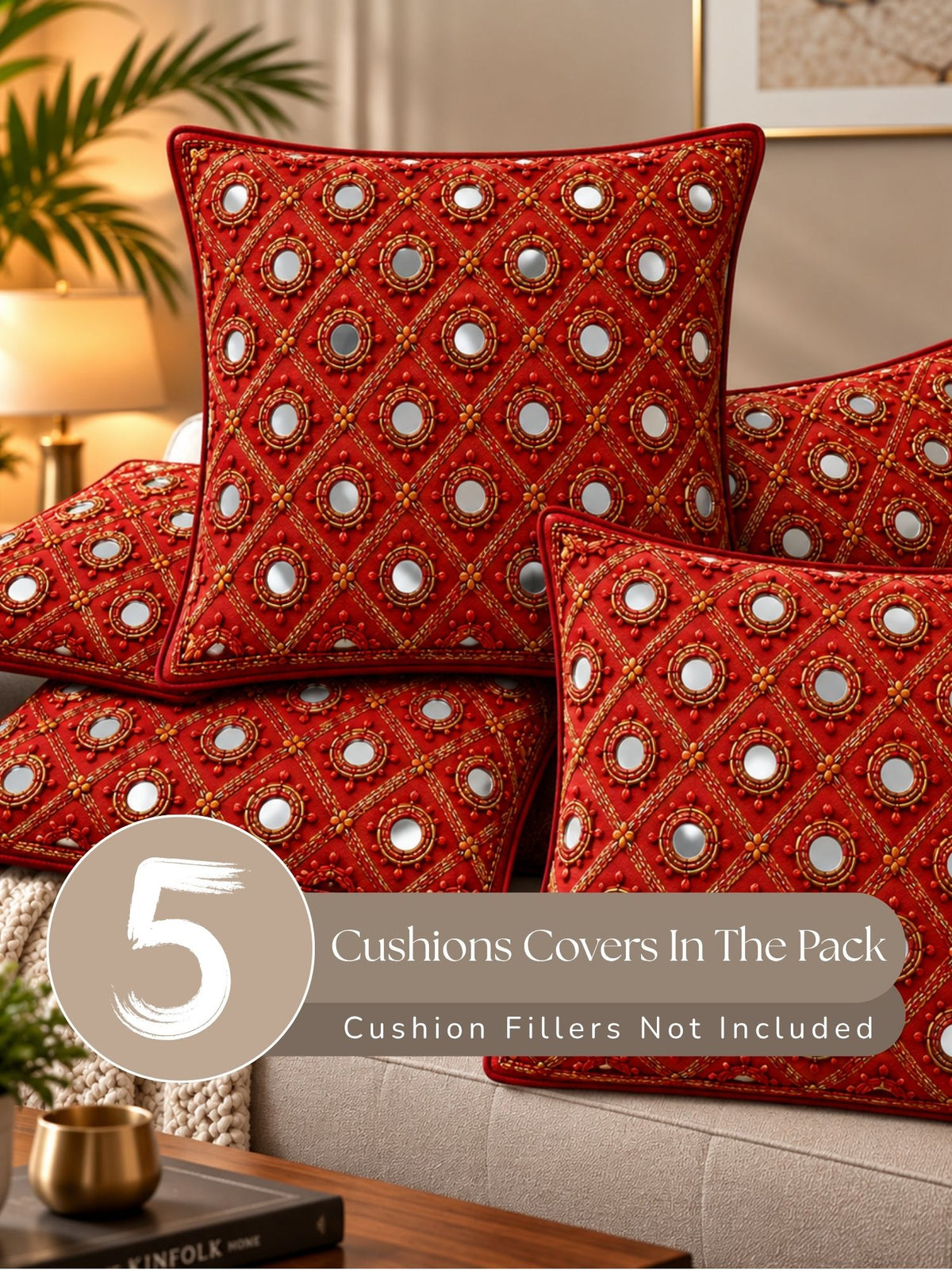 Mirror Tales Micropeach Pack of 5 Cushion Covers (40 x 40 cm )