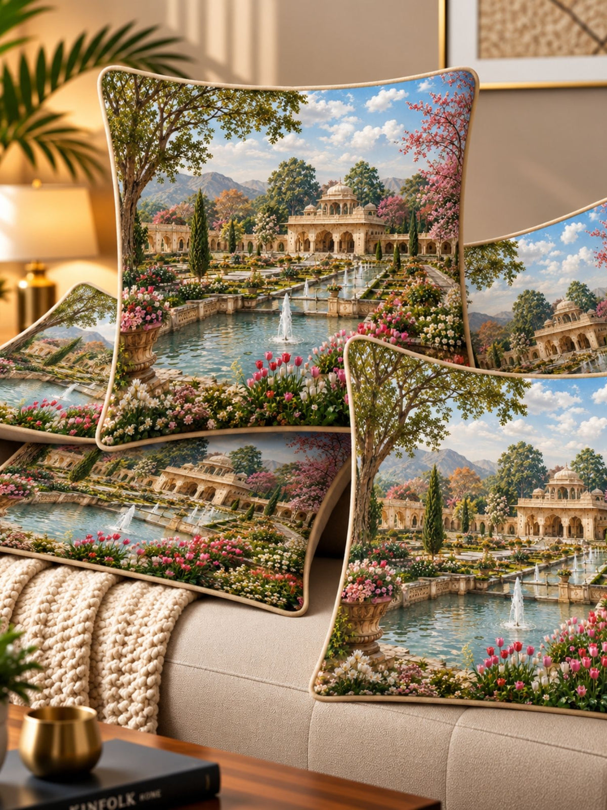 Palace Garden Micropeach Pack of 5 Cushion Covers (40 x 40 cm )