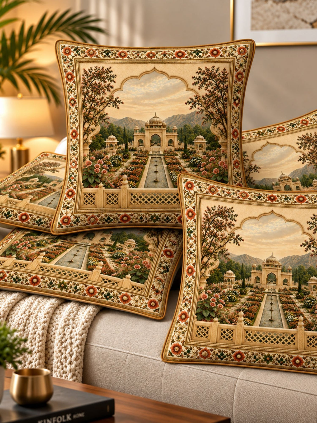 Palace Garden Micropeach Pack of 5 Cushion Covers (40 x 40 cm )