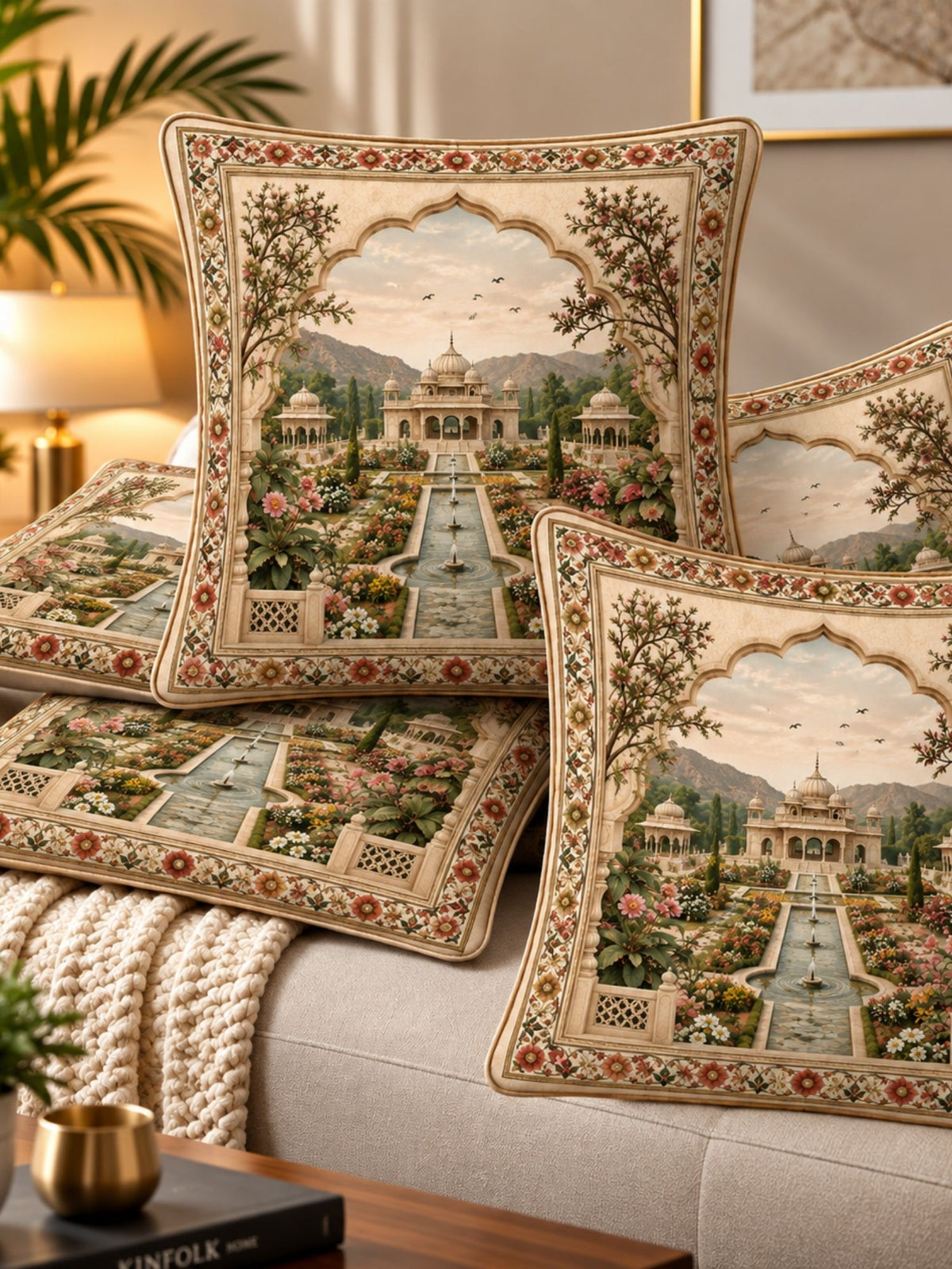 Palace Garden Micropeach Pack of 5 Cushion Covers (40 x 40 cm )