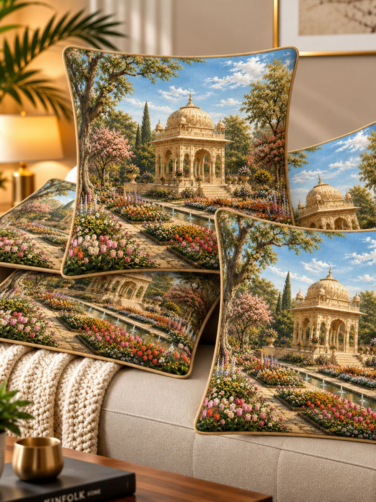 Palace Garden Micropeach Pack of 5 Cushion Covers (40 x 40 cm )