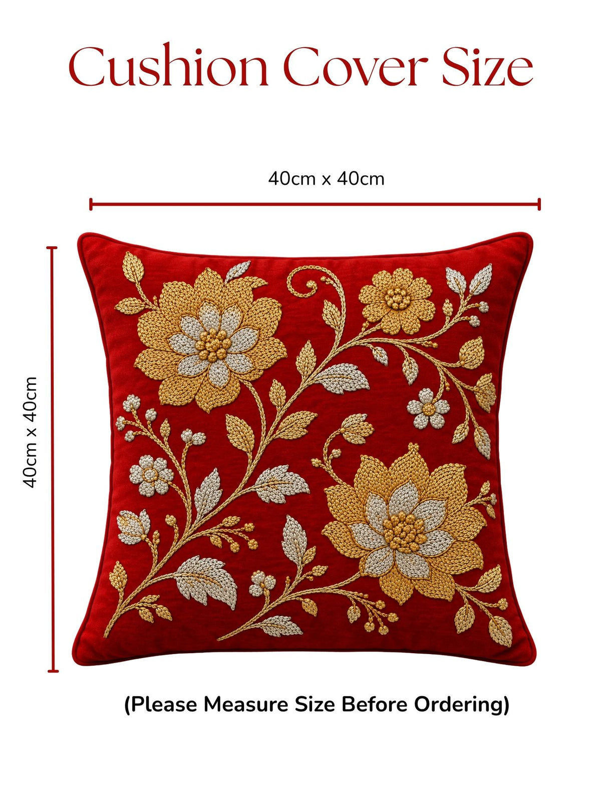 Regal Textures Micropeach Ethnic Motif Print Pack of 5 Cushion Covers (40 x 40 cm) - Red