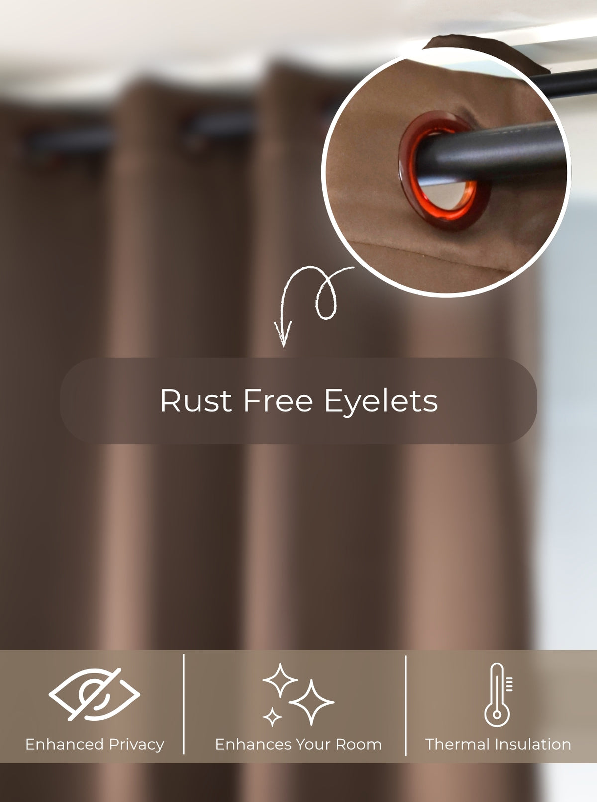 Rose 280 GSM Polyester Solid  90% Blackout Eyelet Curtain