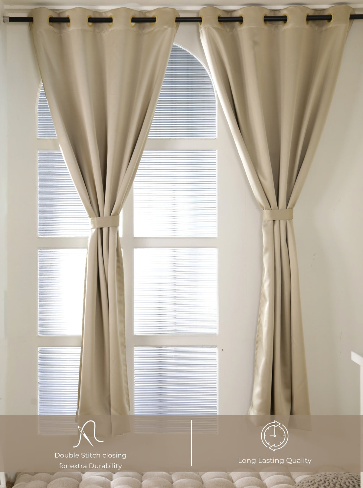 Rose 280 GSM Polyester Solid  90% Blackout Eyelet Curtain